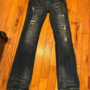 Cowgirl Tuff Women's Boot Cut Jeans - Distressed Blue - Mid rise